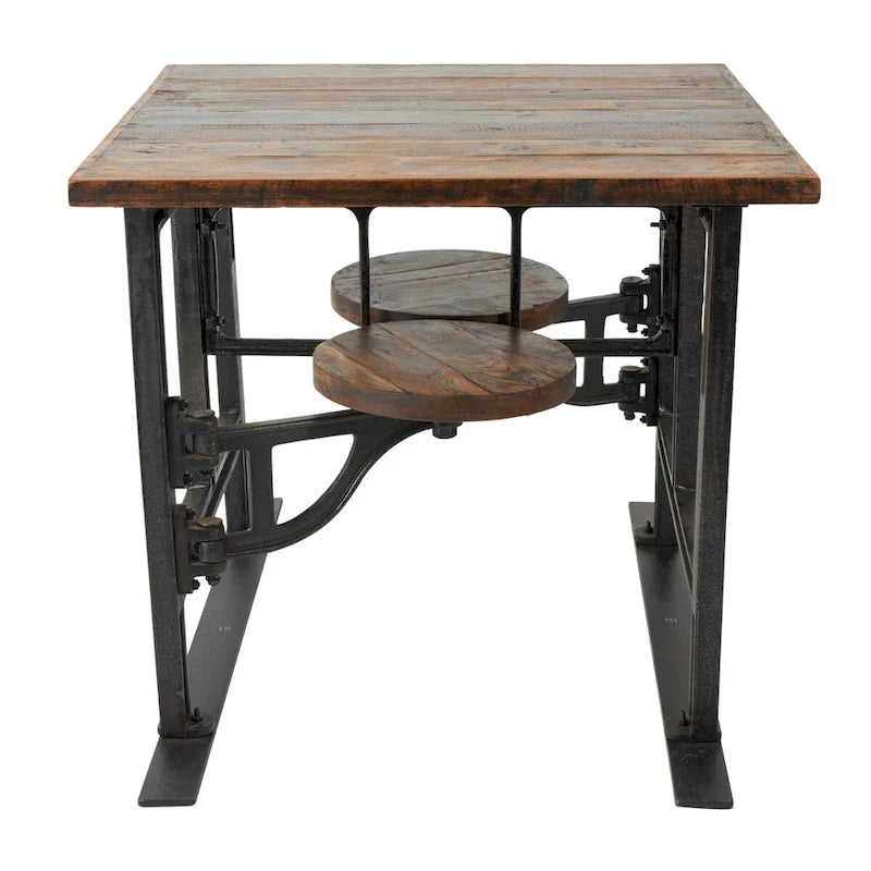 Teak Wood Dining Table with Attached Seats - Brown - Roche River Decor