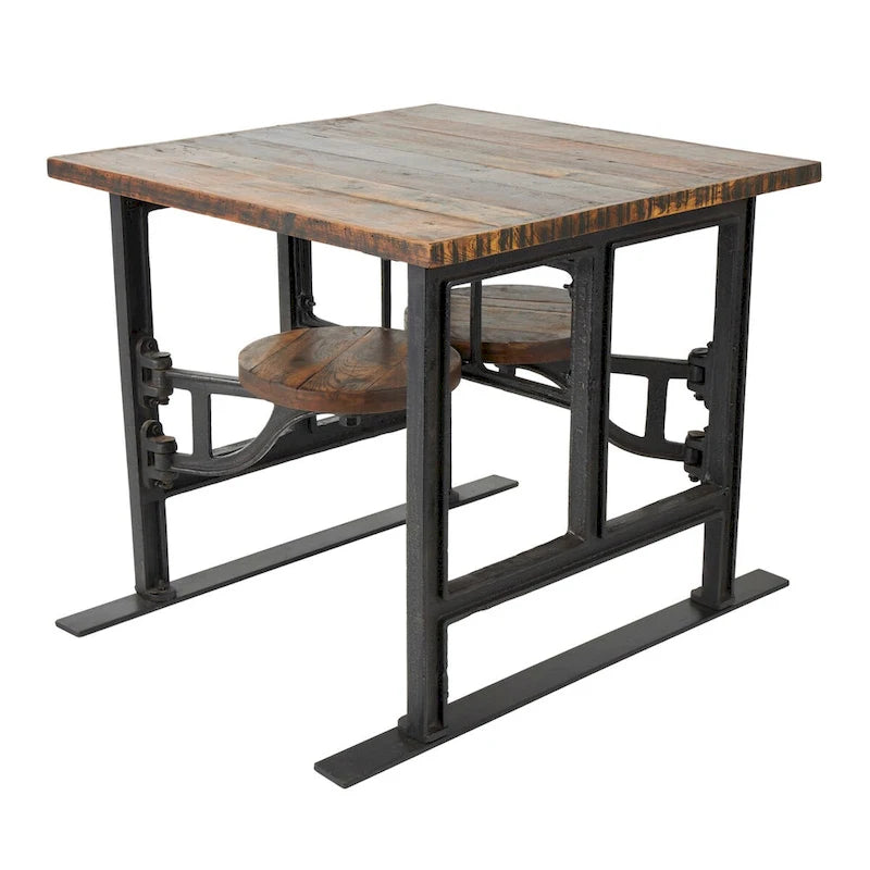 Teak Wood Dining Table with Attached Seats - Brown - Roche River Decor