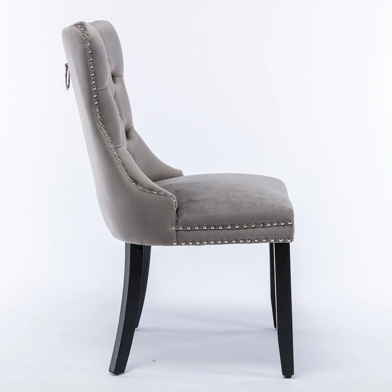 High-end Tufted Solid Wood Contemporary Velvet Upholstered Dining Chair with Wood Legs Nailhead Trim 2-Pcs Set,Gloden
