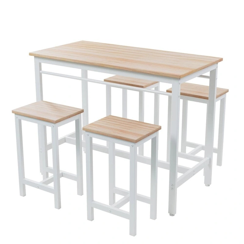 5-Piece Modern Kitchen Table with Four Bar Stools Bar Table Set 5PC