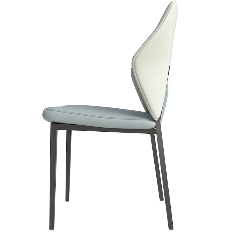 Eclat Leather Dining Chair in Black Iron Modern Upholstered Accent Kitchen Side Chair
