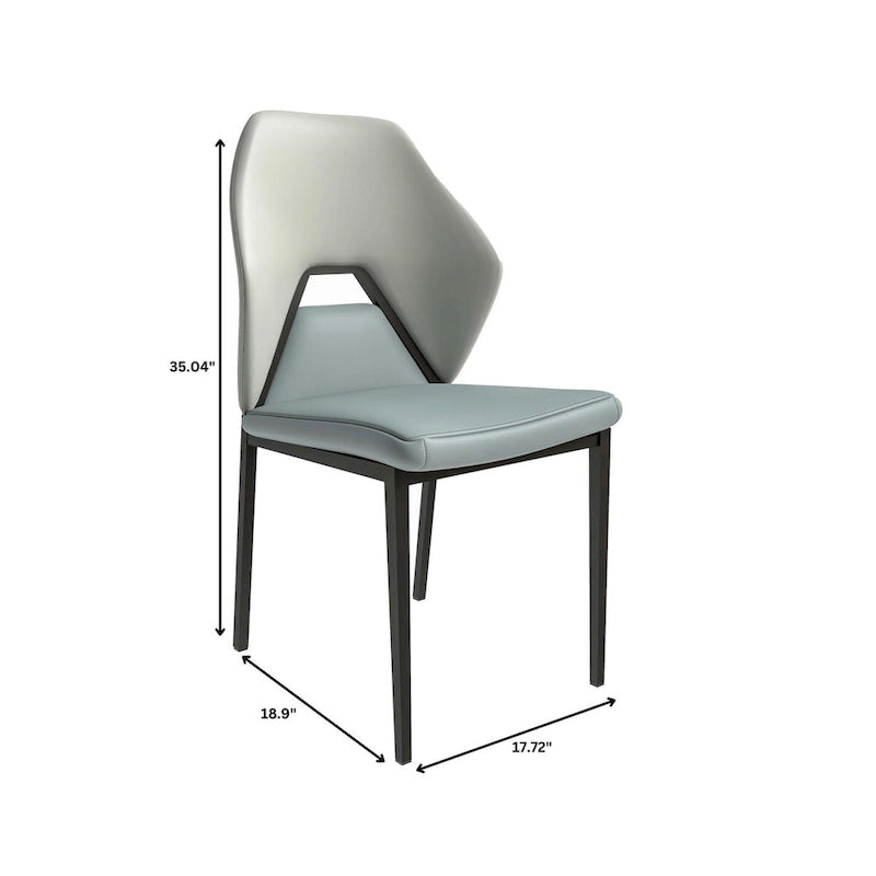 Eclat Leather Dining Chair in Black Iron Modern Upholstered Accent Kitchen Side Chair