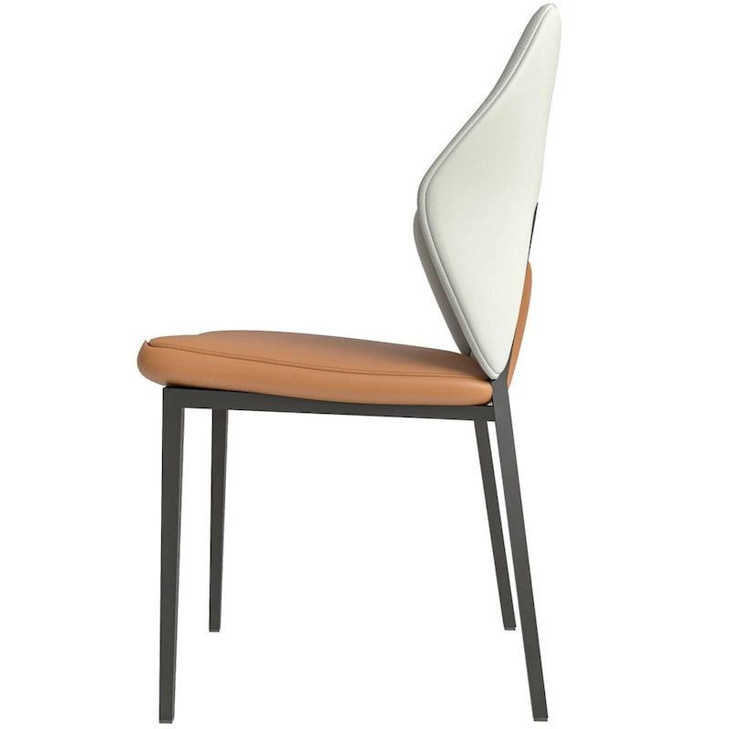 Eclat Leather Dining Chair in Black Iron Modern Upholstered Accent Kitchen Side Chair