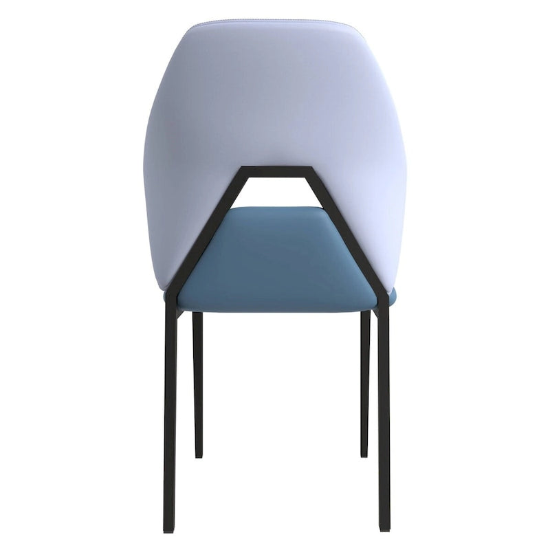 Eclat Leather Dining Chair in Black Iron Modern Upholstered Accent Kitchen Side Chair