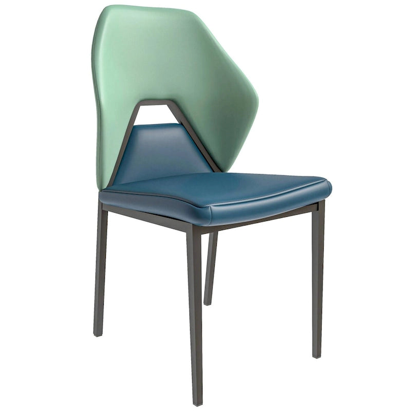 Eclat Leather Dining Chair in Black Iron Modern Upholstered Accent Kitchen Side Chair