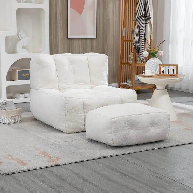 Comfortable Bean Bag for Adults and Children, Super Soft Lazy Sofa Chair with Foam and Ottoman
