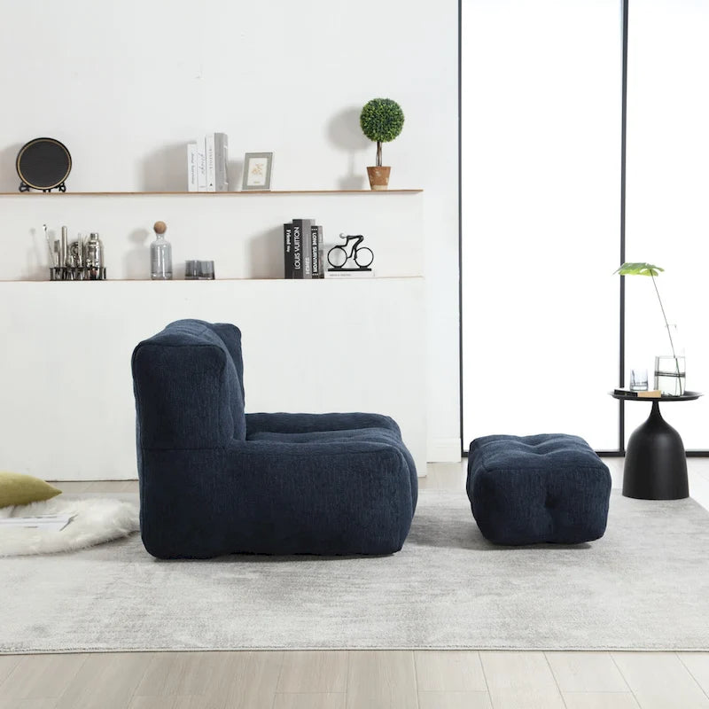 Comfortable Bean Bag for Adults and Children, Super Soft Lazy Sofa Chair with Foam and Ottoman