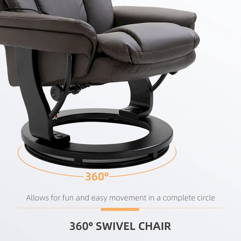 HOMCOM PU Leather Massage Recliner Chair with Ottoman Armchair