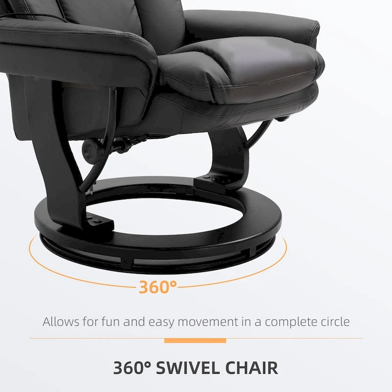 HOMCOM PU Leather Massage Recliner Chair with Ottoman Armchair