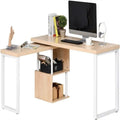 L Shaped Table with Storage Shelves