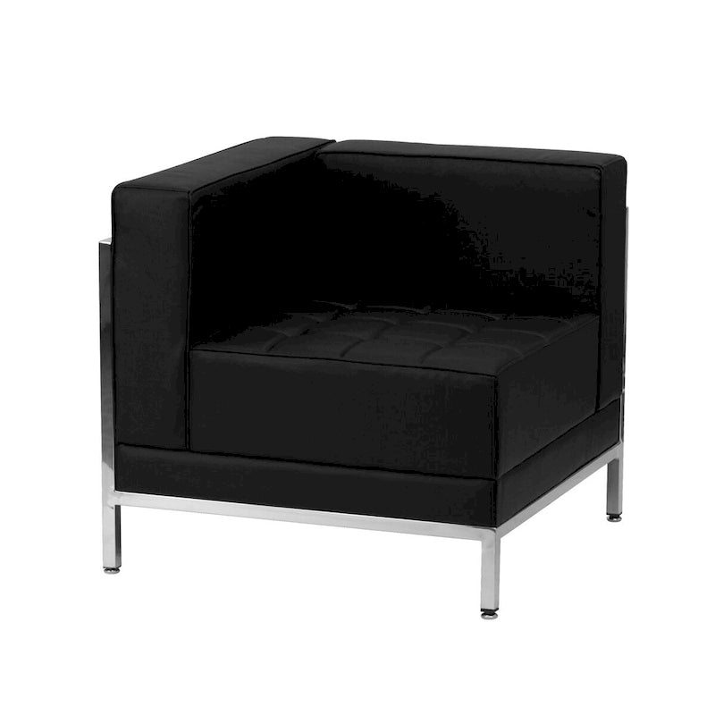 9 Piece LeatherSoft Modular Sectional Configuration - Stainless Steel Legs - 140.5W x 28.75 - 140.5D x 27.5H
