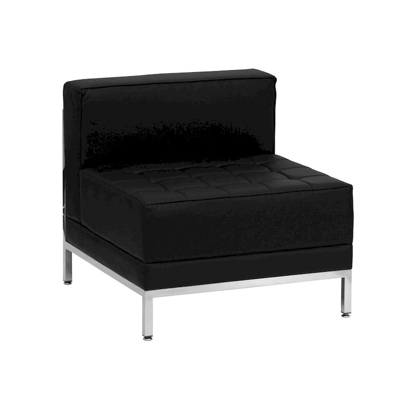 9 Piece LeatherSoft Modular Sectional Configuration - Stainless Steel Legs - 140.5W x 28.75 - 140.5D x 27.5H