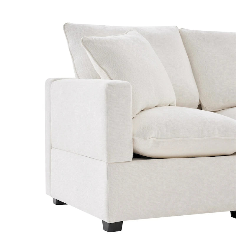 Modern L Shape Modular Sofa,Chenille Sectional Couch Set w/2 Pillows