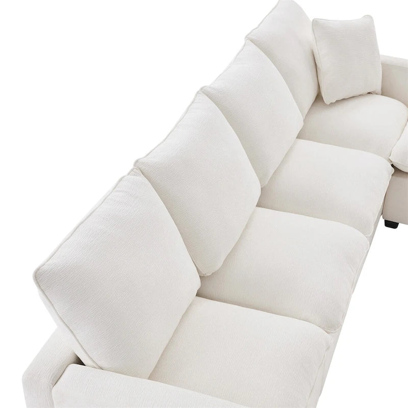 Modern L Shape Modular Sofa,Chenille Sectional Couch Set w/2 Pillows