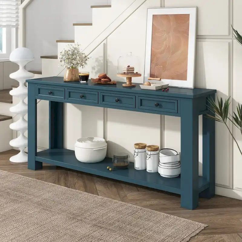 Console Table/Sofa Table with Storage Drawers and Bottom Shelf for Entryway Hallway
