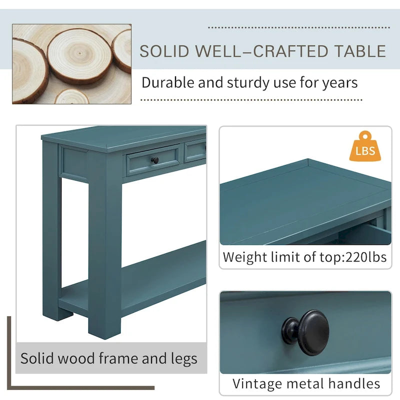 Console Table/Sofa Table with Storage Drawers and Bottom Shelf for Entryway Hallway