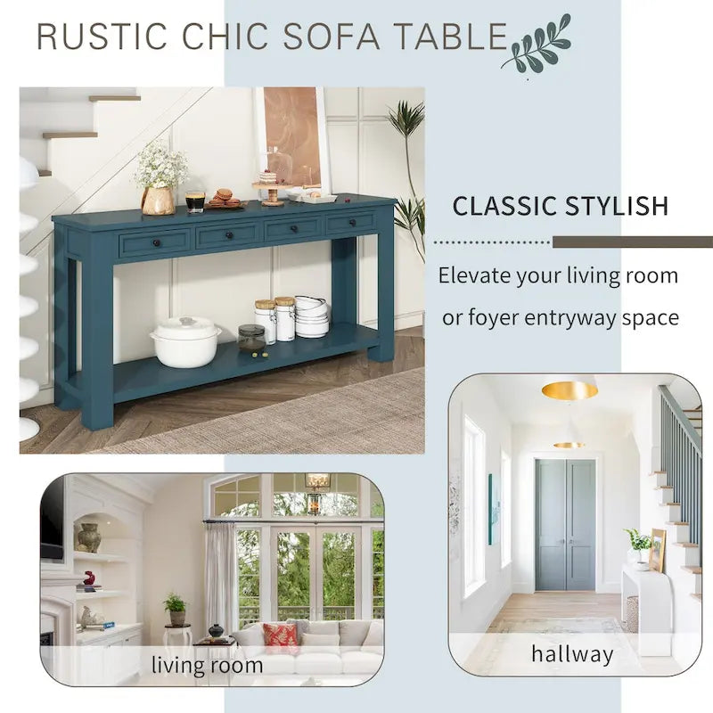 Console Table/Sofa Table with Storage Drawers and Bottom Shelf for Entryway Hallway