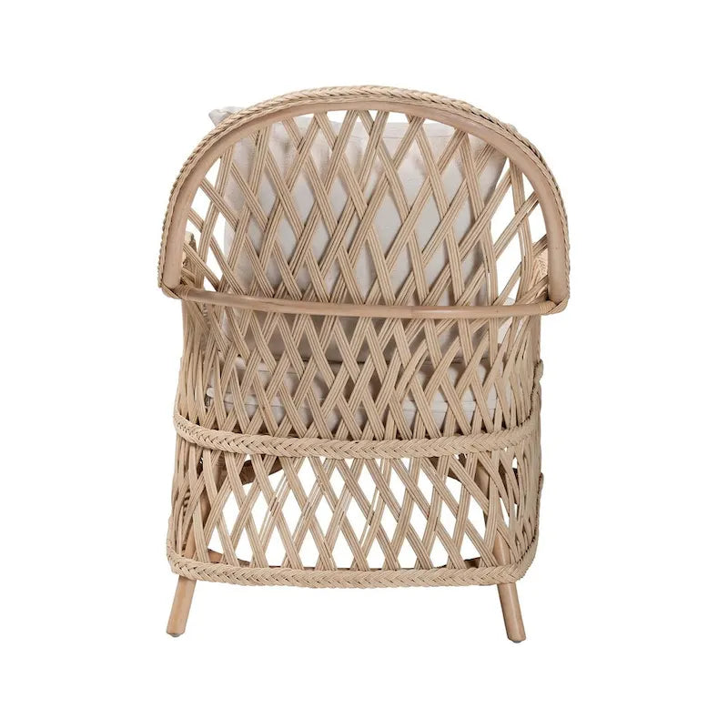 Florence Bohemian Ivory Braided Rattan Arm Chair