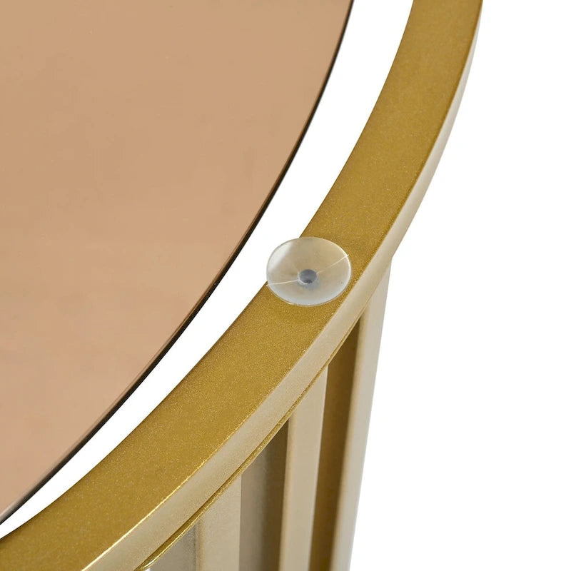 Stackable Round Coffee Table with 2 Drawers, Modern Nesting Tables