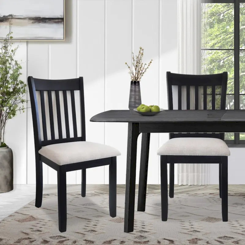 Upholstered Seating Comfortable Black Dining Chairs Set Of 2 For Farmhouse, Kitchen
