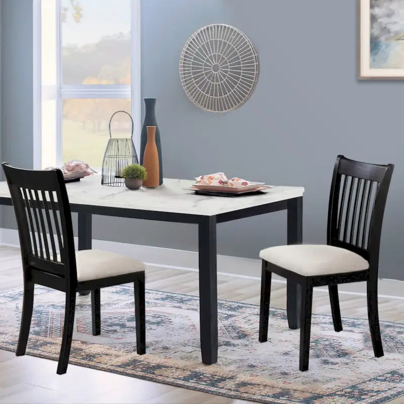 Upholstered Seating Comfortable Black Dining Chairs Set Of 2 For Farmhouse, Kitchen