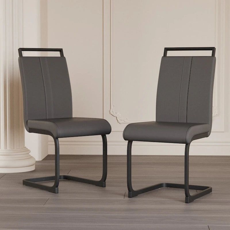 Modern Dining Chairs,PU Faux Leather High Back Upholstered Side Chair with C-shaped Tube.Metal Legs(Set of 4)