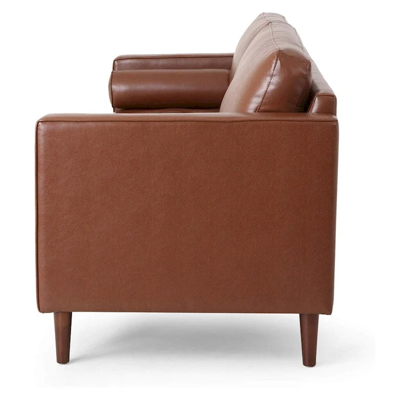 PU Comfy 3-seat Sofa with Wooden Legs for Living Room
