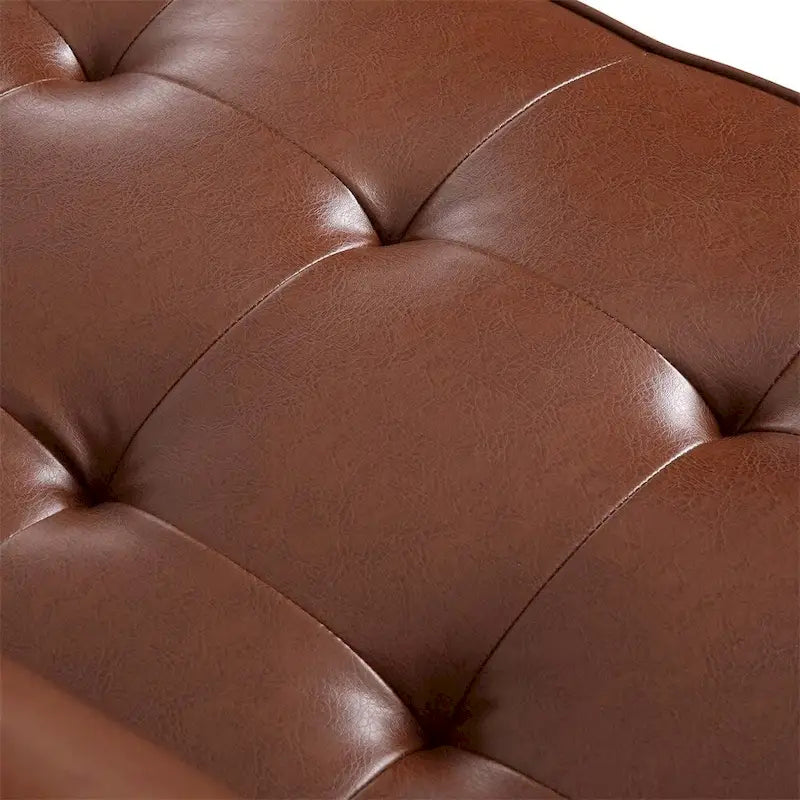 PU Comfy 3-seat Sofa with Wooden Legs for Living Room