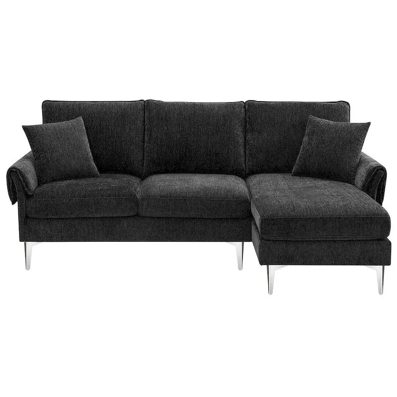 L-shaped Convertible Sectional Sofa, Chenille Sofa Couch with Reversible Chaise Lounge for Living Room, Apartment