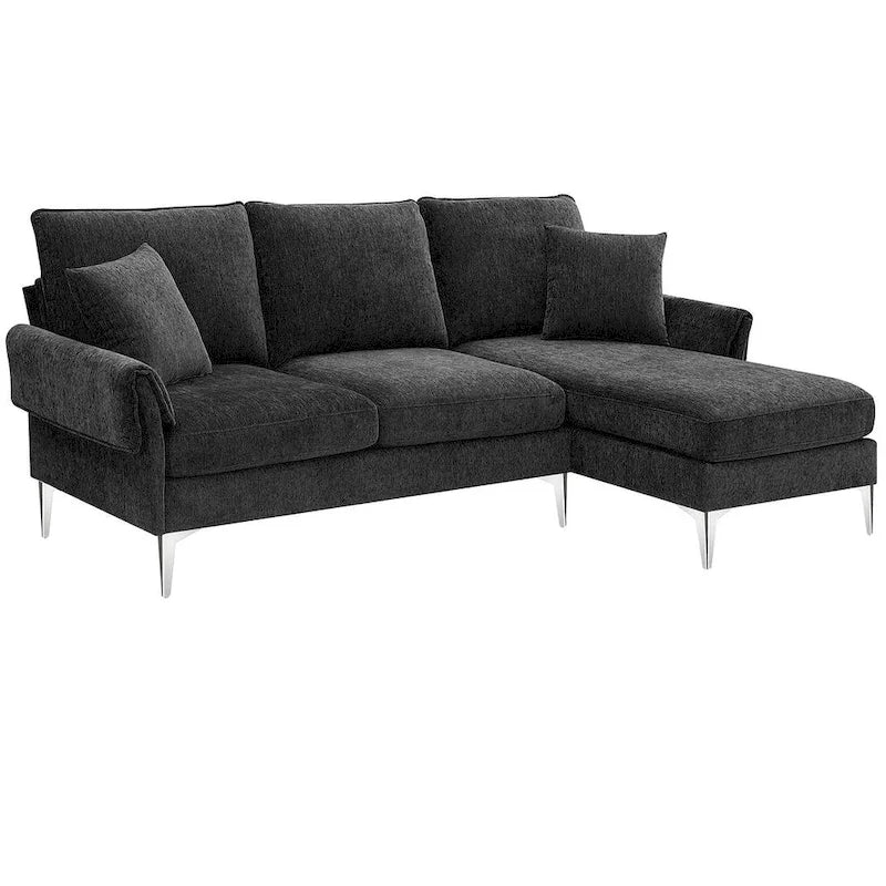 L-shaped Convertible Sectional Sofa, Chenille Sofa Couch with Reversible Chaise Lounge for Living Room, Apartment