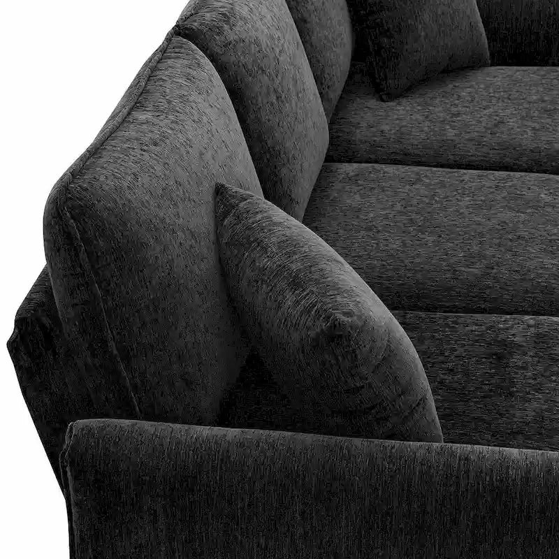 L-shaped Convertible Sectional Sofa, Chenille Sofa Couch with Reversible Chaise Lounge for Living Room, Apartment