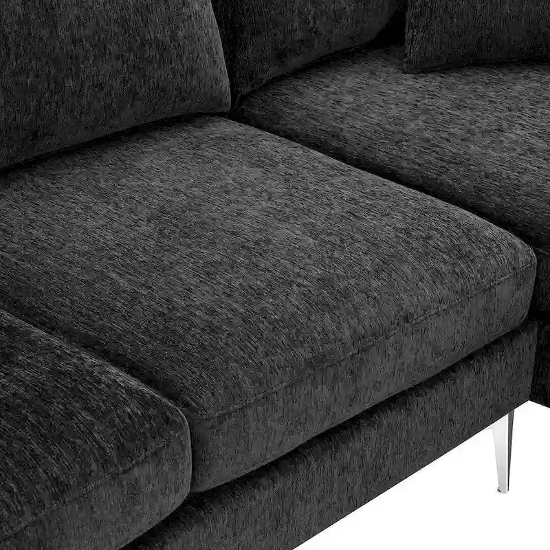 L-shaped Convertible Sectional Sofa, Chenille Sofa Couch with Reversible Chaise Lounge for Living Room, Apartment