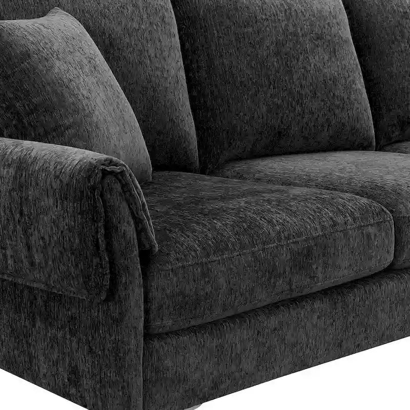 L-shaped Convertible Sectional Sofa, Chenille Sofa Couch with Reversible Chaise Lounge for Living Room, Apartment