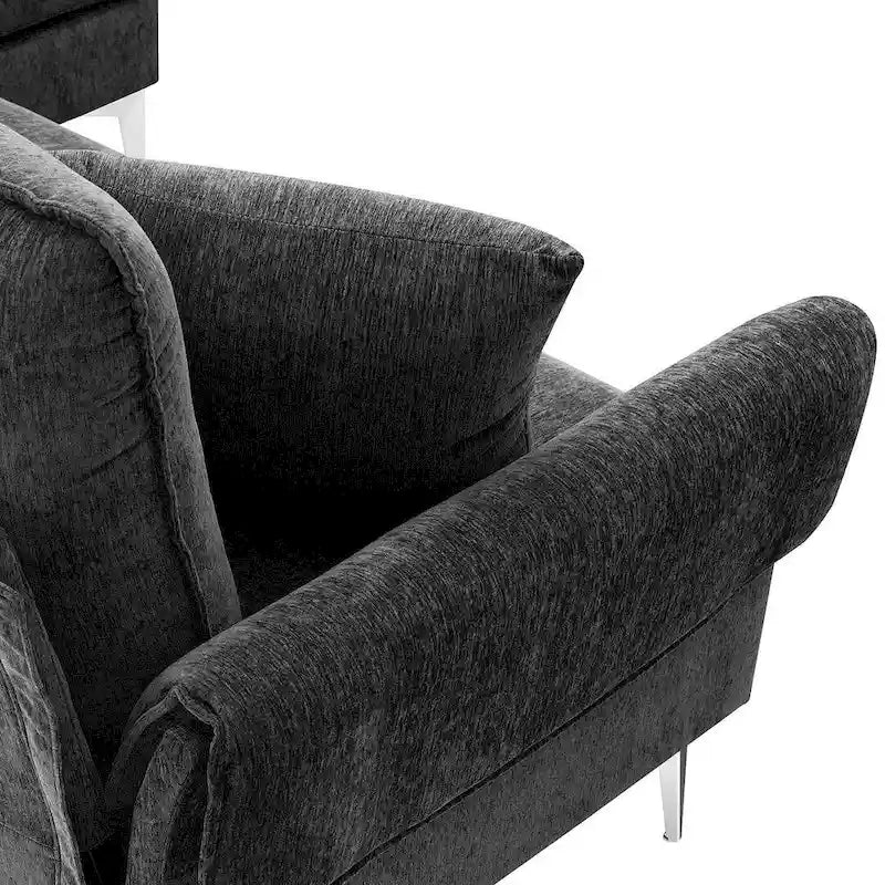 L-shaped Convertible Sectional Sofa, Chenille Sofa Couch with Reversible Chaise Lounge for Living Room, Apartment