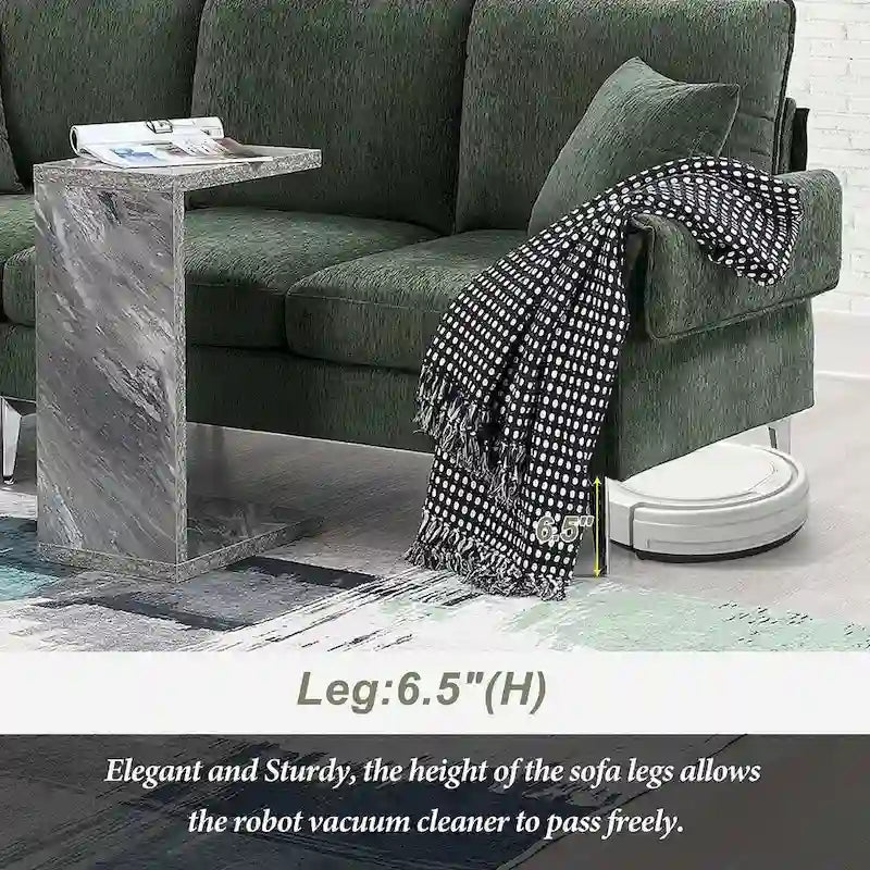 L-shaped Convertible Sectional Sofa, Chenille Sofa Couch with Reversible Chaise Lounge for Living Room, Apartment