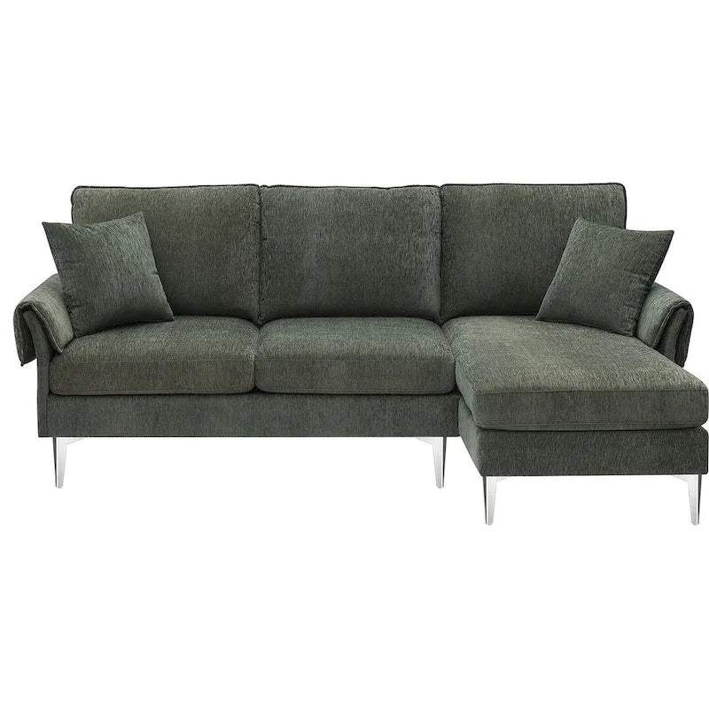 L-shaped Convertible Sectional Sofa, Chenille Sofa Couch with Reversible Chaise Lounge for Living Room, Apartment