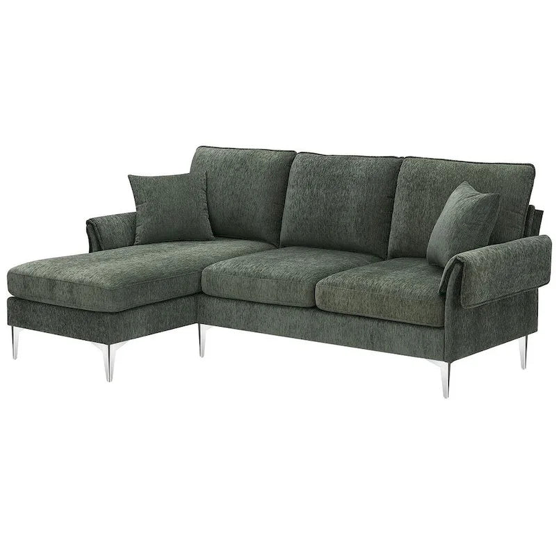 L-shaped Convertible Sectional Sofa, Chenille Sofa Couch with Reversible Chaise Lounge for Living Room, Apartment