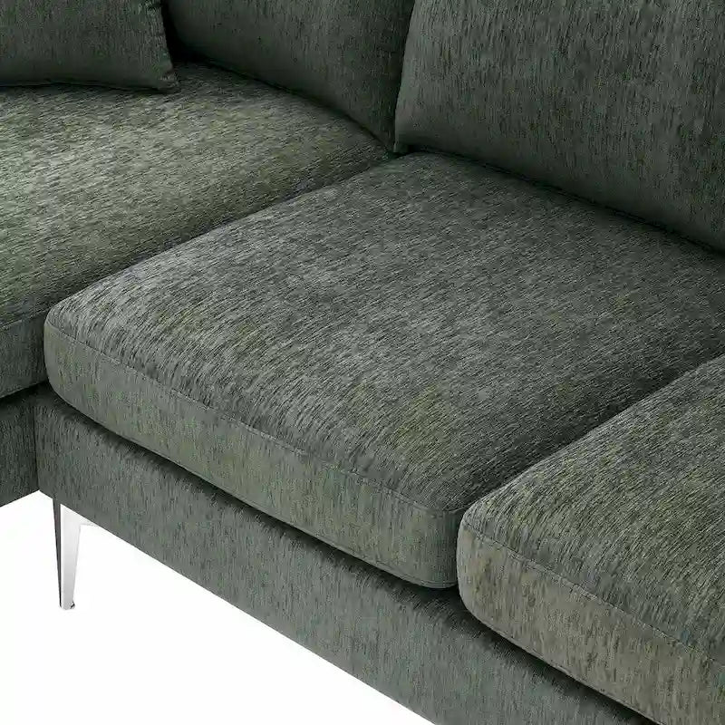 L-shaped Convertible Sectional Sofa, Chenille Sofa Couch with Reversible Chaise Lounge for Living Room, Apartment