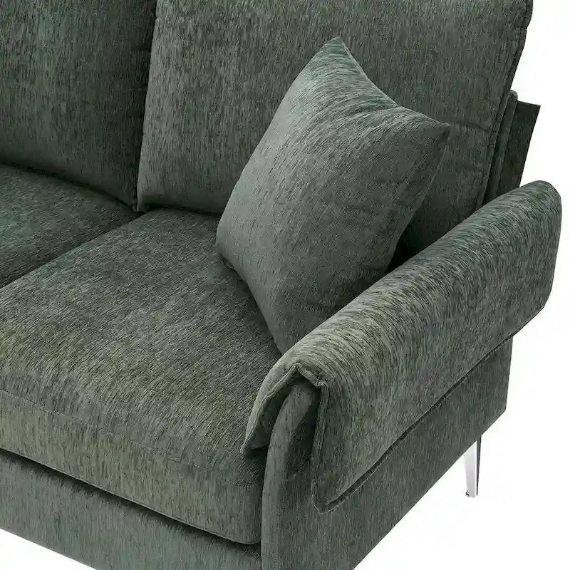 L-shaped Convertible Sectional Sofa, Chenille Sofa Couch with Reversible Chaise Lounge for Living Room, Apartment