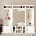 Minimalist 4-In-1 Freestanding Wooden Hall Tree with Multiple Storage Spaces