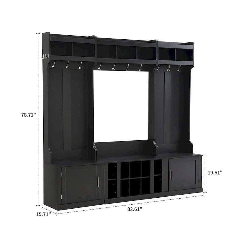 Minimalist 4-In-1 Freestanding Wooden Hall Tree with Multiple Storage Spaces