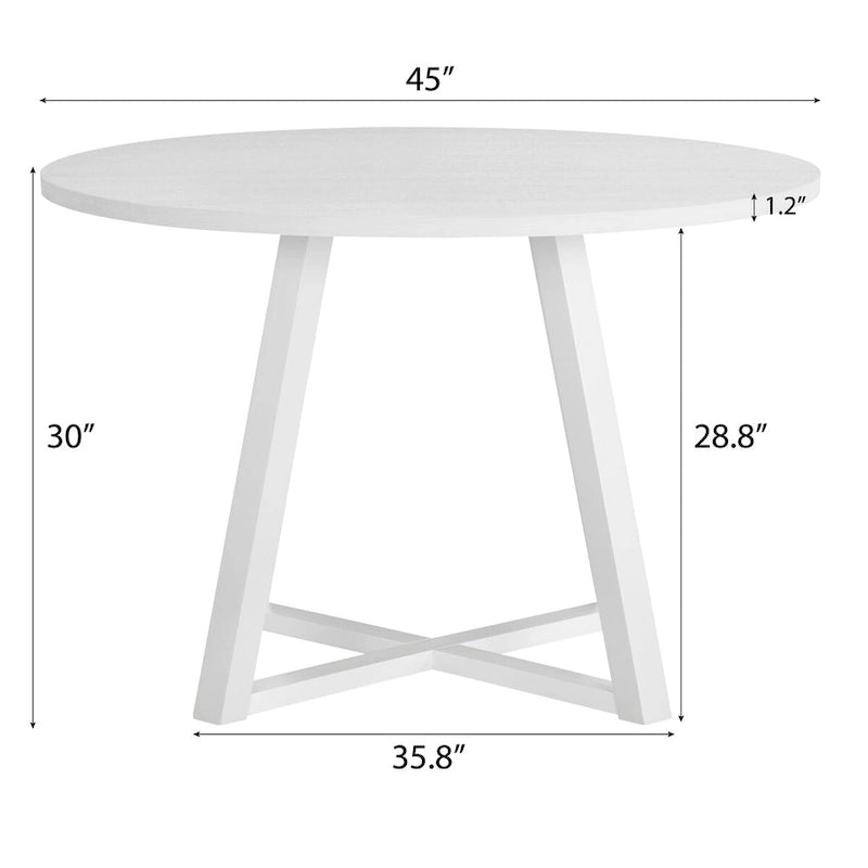 5-Piece Round Dining Set, Trestle Dining Table with 4 Boucle Chairs