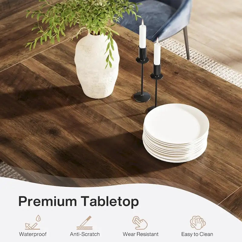 70.87-Inch Wood Dining Table, Large Dining Room Table for 6-8 People, Kitchen Dinner Table