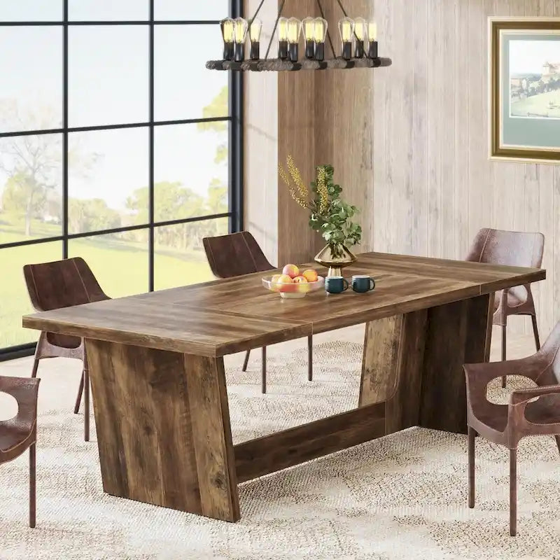 70.87-Inch Wood Dining Table, Large Dining Room Table for 6-8 People, Kitchen Dinner Table