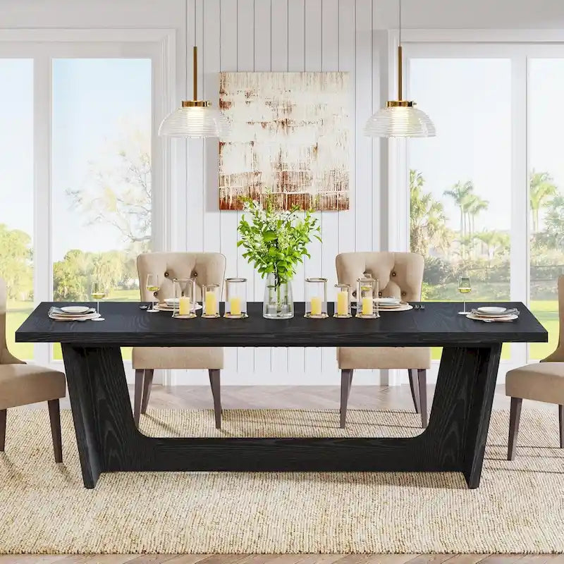 70.87-Inch Wood Dining Table, Large Dining Room Table for 6-8 People, Kitchen Dinner Table