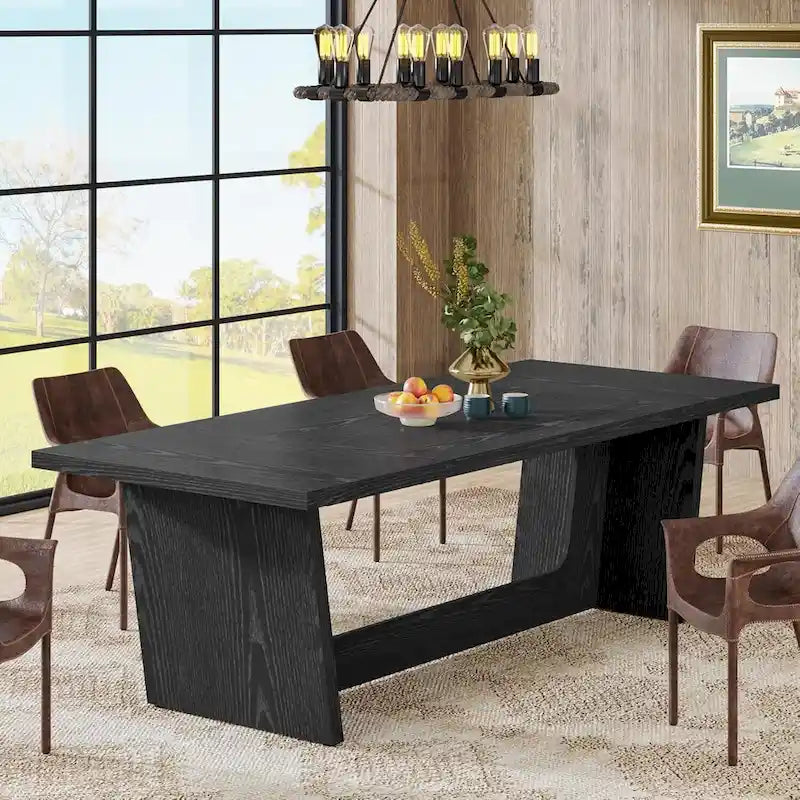 70.87-Inch Wood Dining Table, Large Dining Room Table for 6-8 People, Kitchen Dinner Table