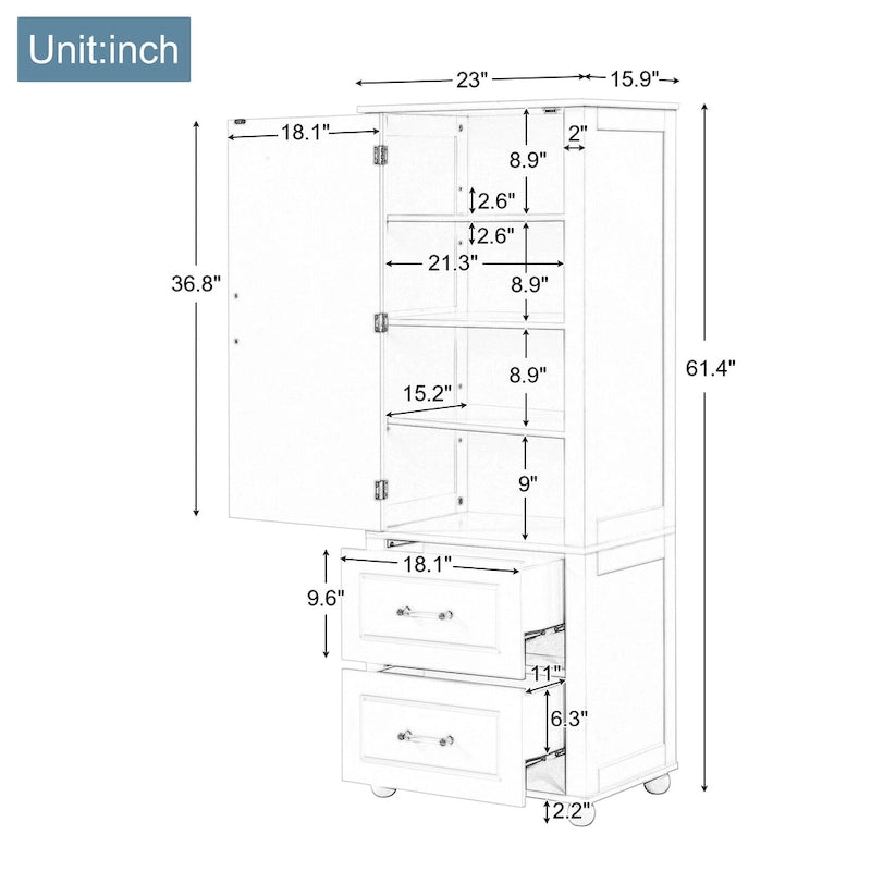 Freestanding Storage Cabinet with Two Drawers
