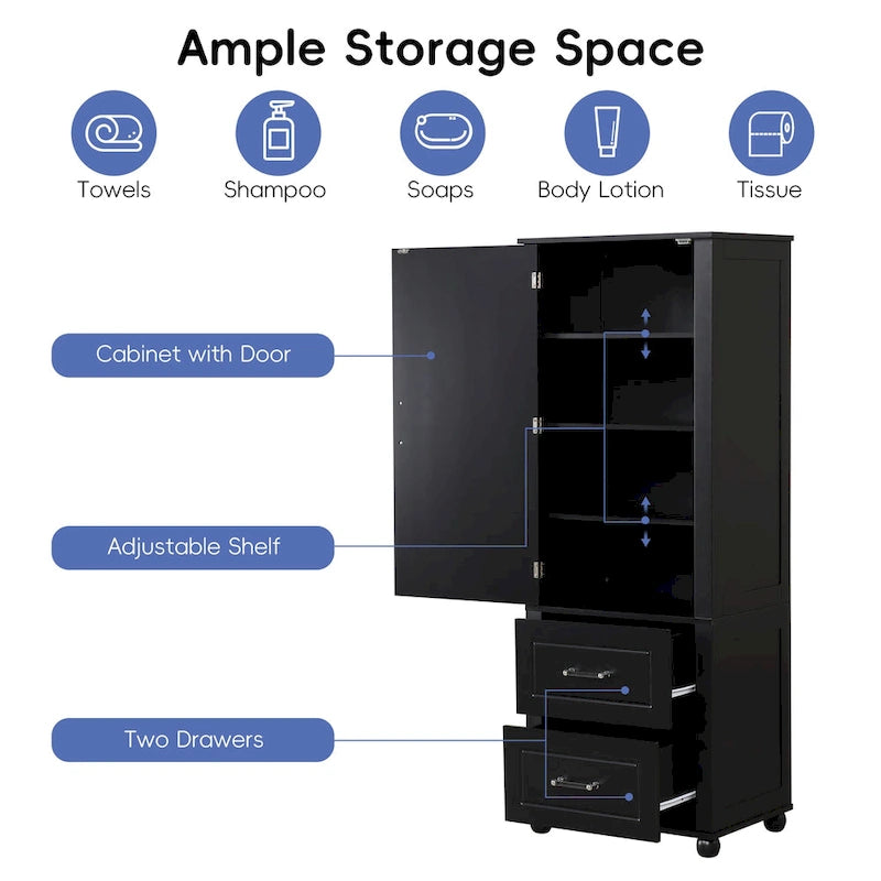 Freestanding Storage Cabinet with Two Drawers