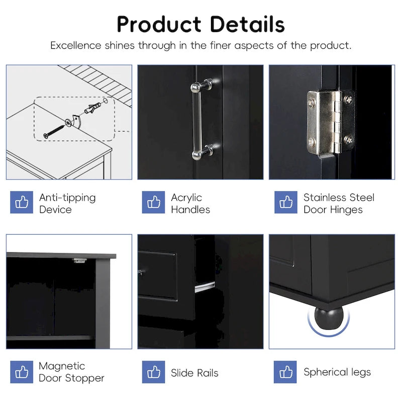 Freestanding Storage Cabinet with Two Drawers