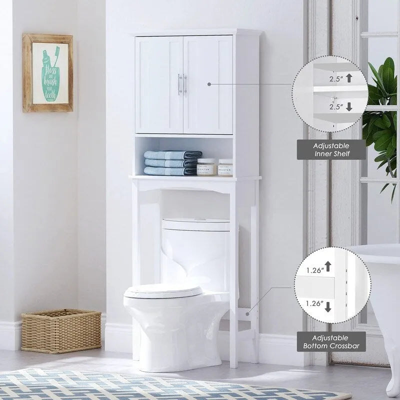 Over The Toilet Storage Cabinet - 9.37D x 23.62W x 62.2H